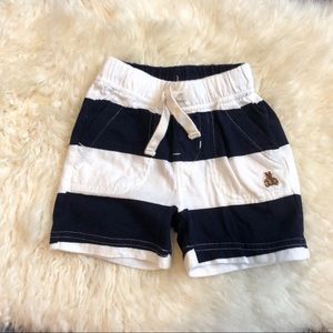 White + Navy Pull-On Shorts